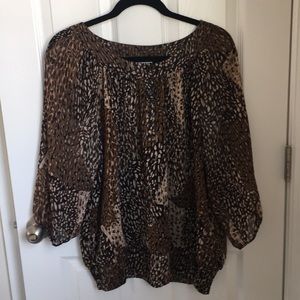 Brown and beige patterned Blouse with buttons
